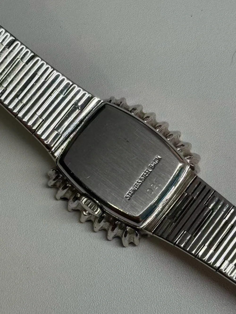Vintage Women Swiss Quartz Watch Black Dial Blue Crystal Bezel New Battery Runs